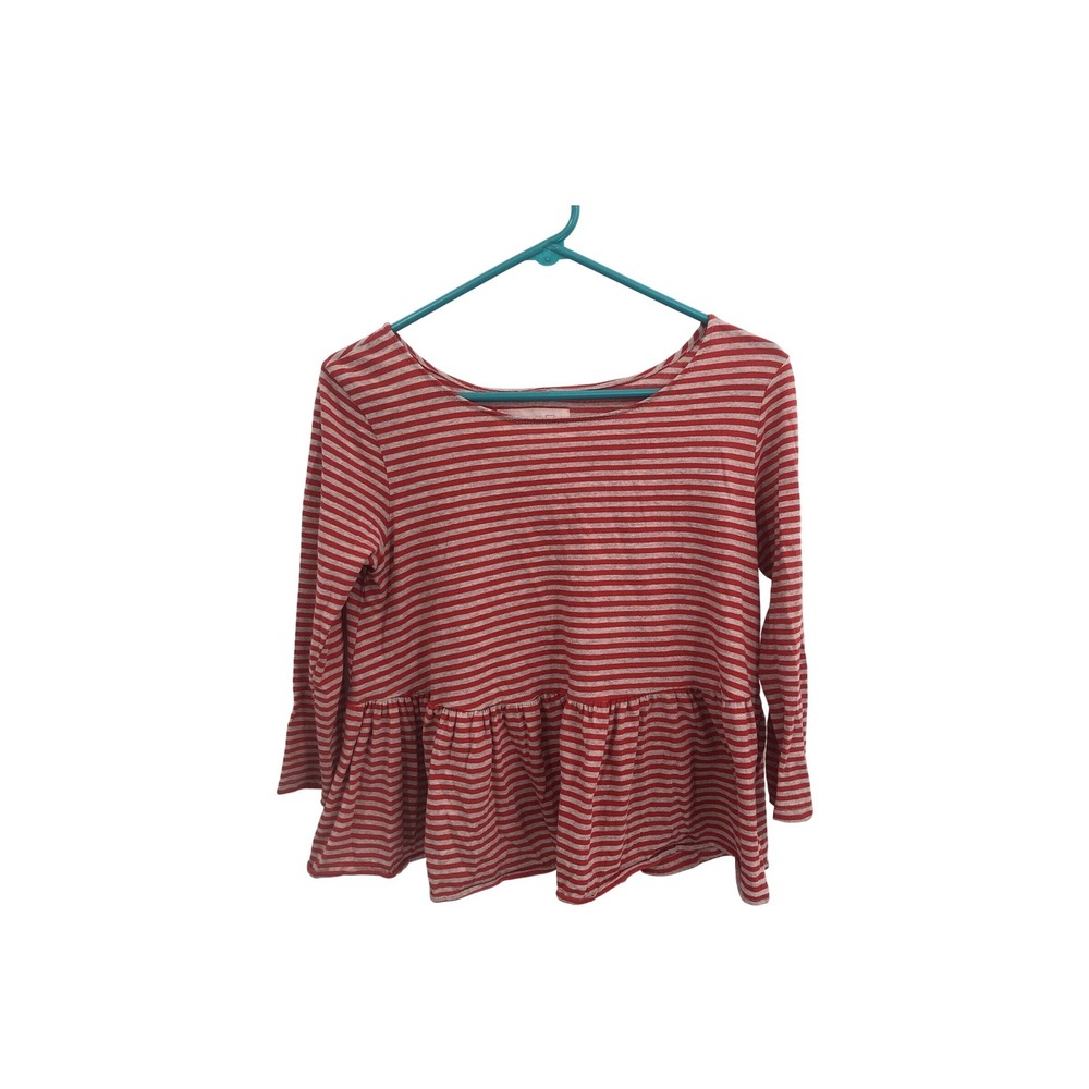 We the free women's red and white striped crop top, long sleeve size extra small